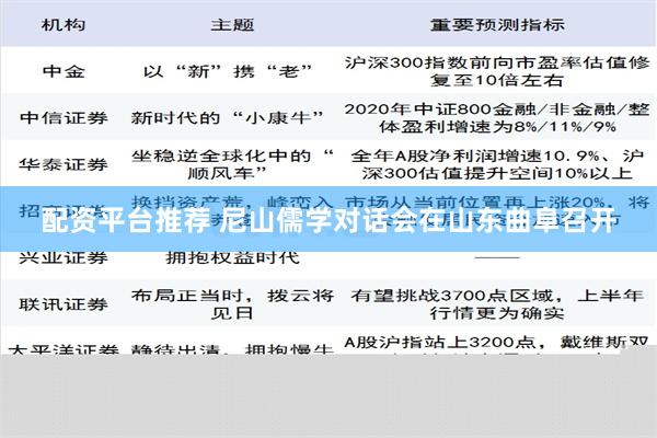 配资平台推荐 尼山儒学对话会在山东曲阜召开