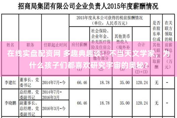 在线实盘配资网 多趣典趣谈：不当天文学家，为什么孩子们都喜欢研究宇宙的奥秘？