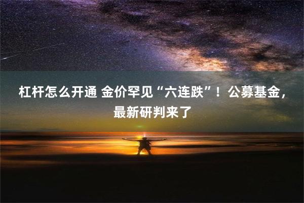 杠杆怎么开通 金价罕见“六连跌”！公募基金，最新研判来了