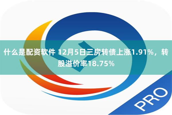 什么是配资软件 12月5日三房转债上涨1.91%，转股溢价率18.75%